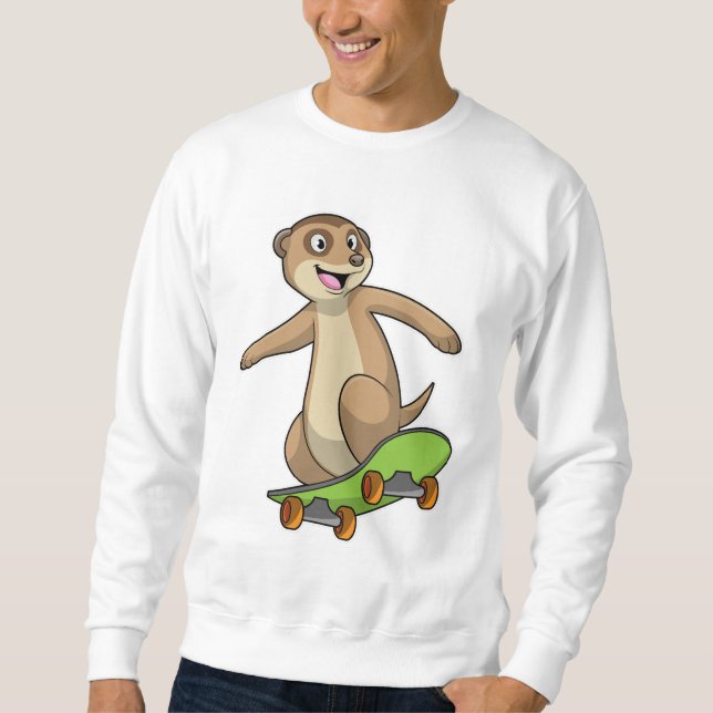 Moletom Meerkat como skater com skate (Frente)