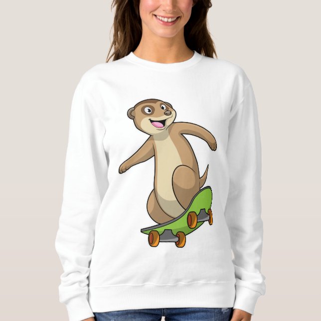 Moletom Meerkat como skater com skate (Frente)