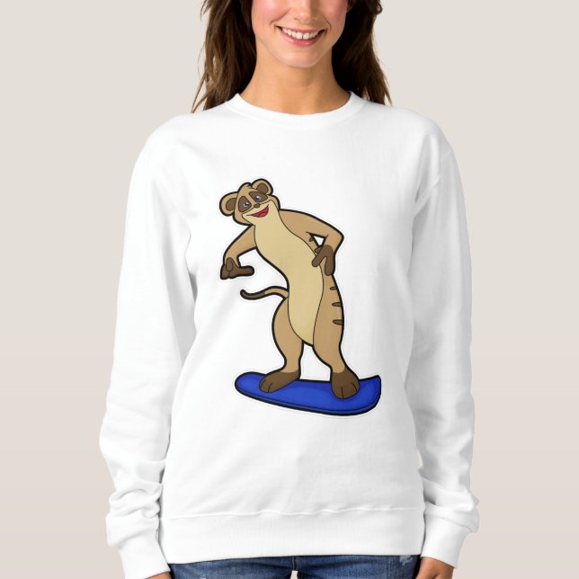 Moletom Meerkat como Snowboarder com Snowboard (Frente)