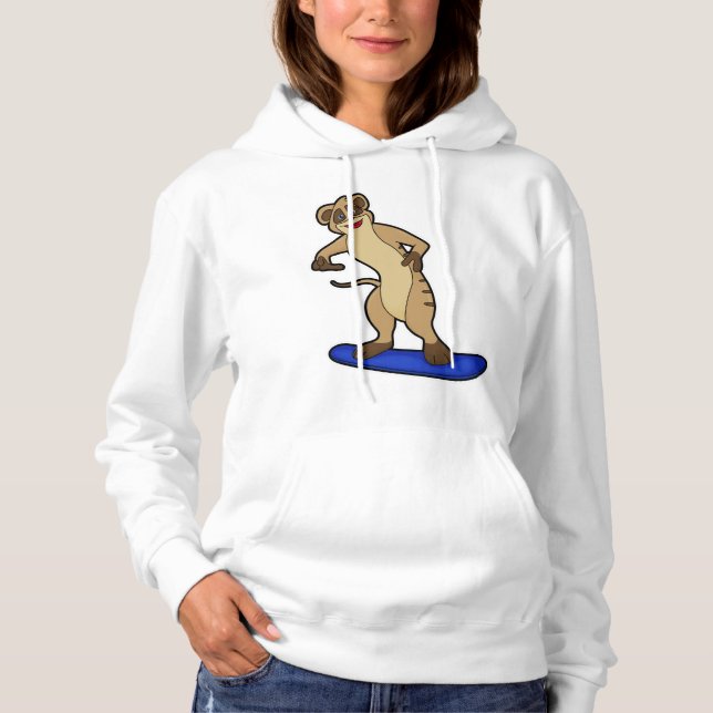 Moletom Meerkat como Snowboarder com Snowboard (Frente)