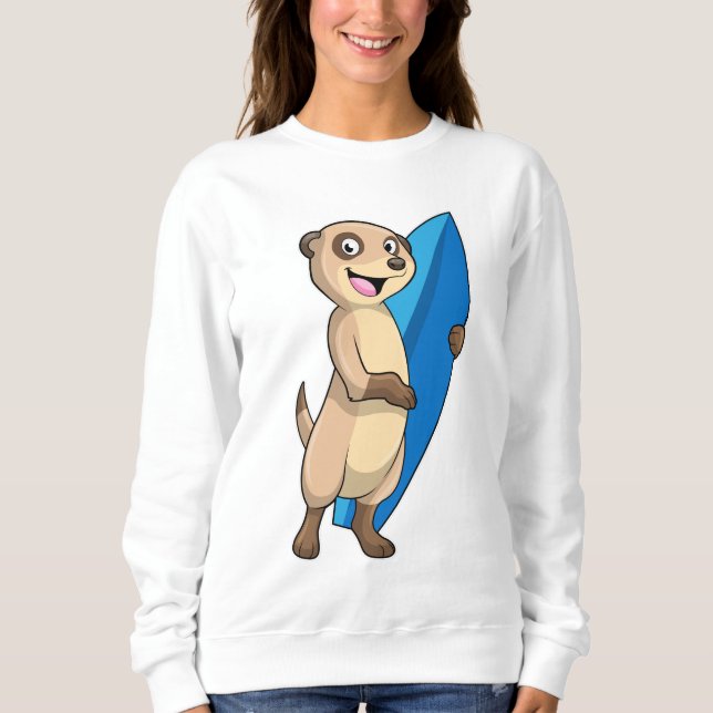 Moletom Meerkat como Surfer com Surfboard (Frente)