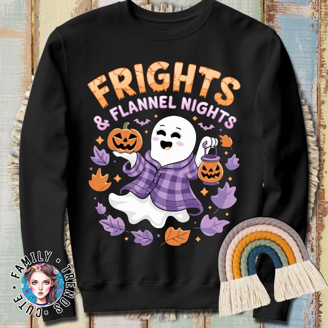 Moletom Meias de Halloween e Noites de Flannel Fantasma Cu (Criador carregado)