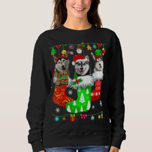 Moletom Meias de Natal Pajama Siberian Husky Dog Puppy Lo