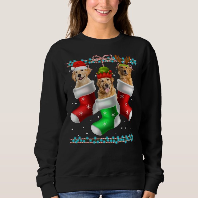 Moletom Meias de Natal para Retriever Ouros de Cães 372 (Frente)