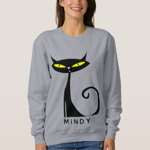 Moletom Meio século Personalizado Moderno de Gato Negro At