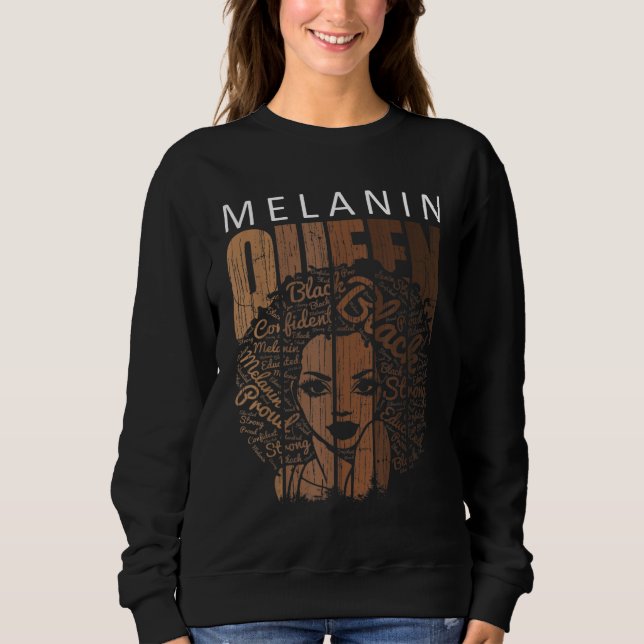 Moletom Melanin QueenStrong Black African American Natural (Frente)