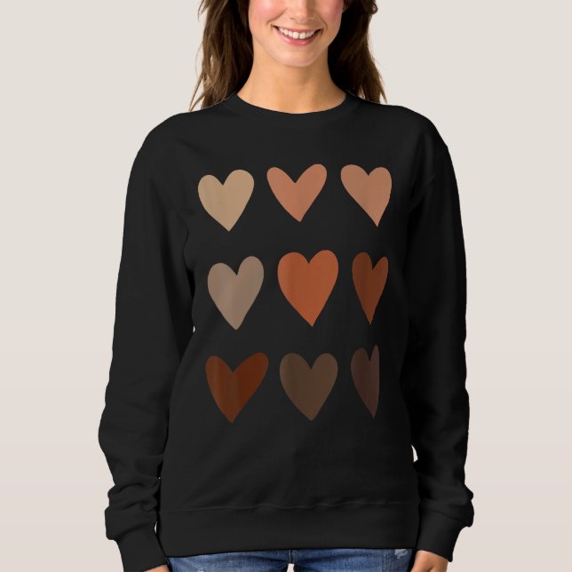 Moletom Melanin Skin Tone Hearts, Be Kind, Black History M (Frente)