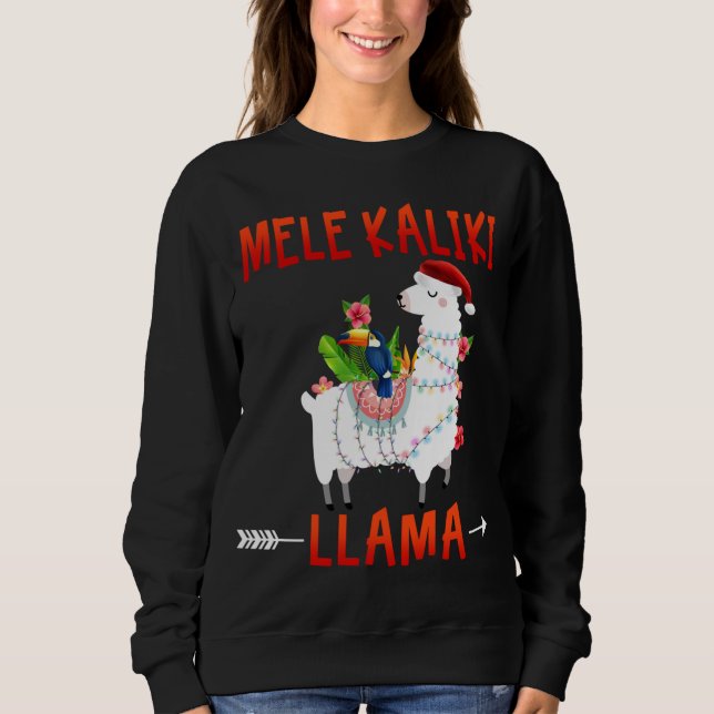 Moletom Mele Kalikimaka Kaliki Llama em luzes de natal H (Frente)