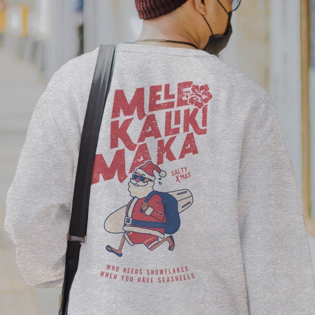 Moletom Mele Kalikimaka - Papais noeis engraçados Natal no (Mele Kalikimaka - Funny Santa Hawaiian Christmas Sweatshirt)