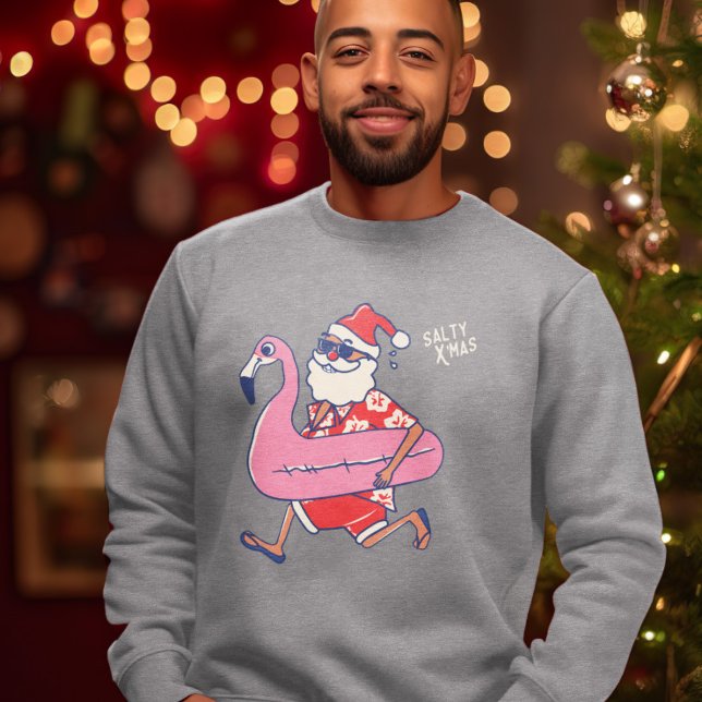 Moletom Mele Kalikimaka Papais noeis Flamingo Natal Getawa (Mele Kalikimaka Santa Flamingo Christmas Getaway Sweatshirt)