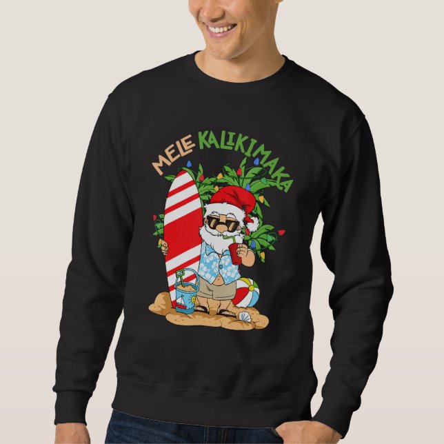 Moletom Mele Kalikimaka Santa Tropical Christmas In July H (Frente)
