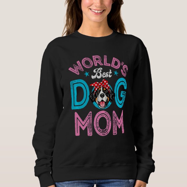 Moletom Melhor Cachorro da Montanha Bernese Mãe Engraçada  (Frente)