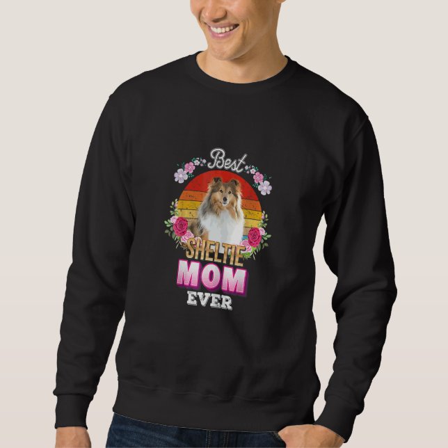 Moletom Melhor Cachorro Mãe Alguma Vez Sheltie Floral Retr (Frente)