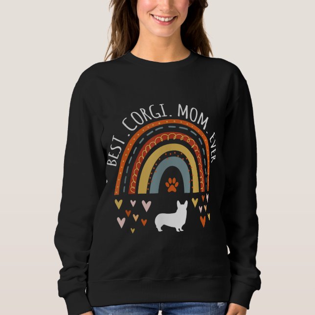 Moletom Melhor Corgi Mãe Alguma Vez Arco-Íris Presente Par (Frente)