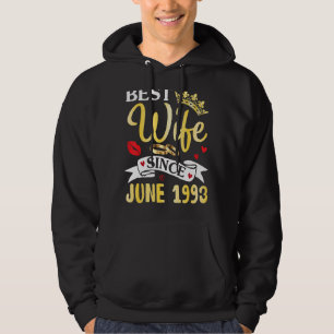 Moletom Melhor Esposa Desde Junho De 1993 Feliz Anniversar