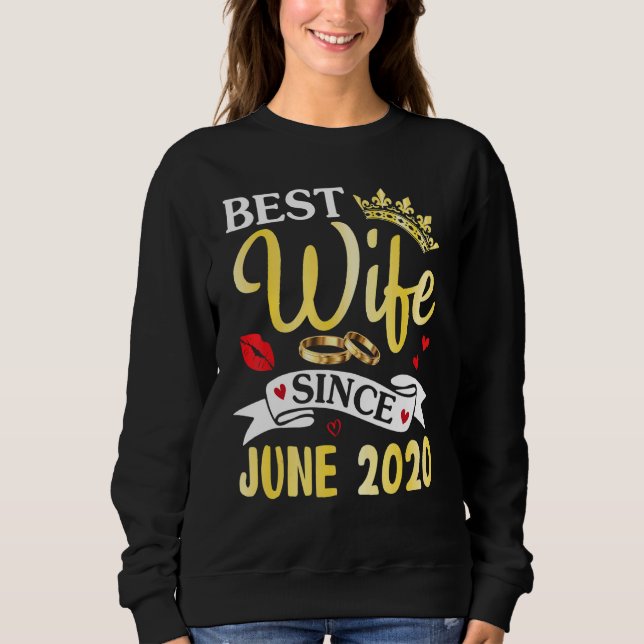 Moletom Melhor Esposa Desde Junho De 2020 Feliz Anniversar (Frente)