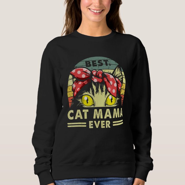 Moletom Melhor Estilo de Retrô Da Mama Cat Ever (Frente)