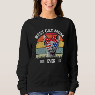 Moletom Melhor Gato Mãe Alguma Vez Vintage 4 De Julho Cat