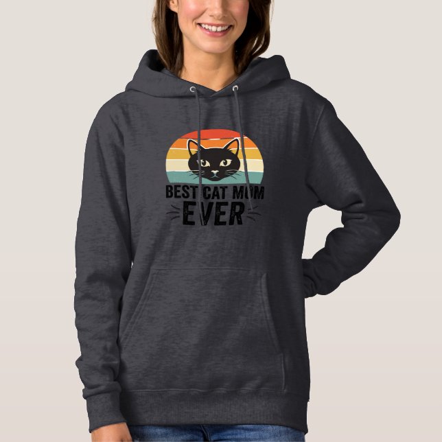 Moletom Melhor Mãe de Gato de Todos os Tempos Design Retro (Frente)