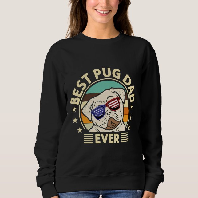 Moletom Melhor Pai De Pug Que Ama Cachorros Retro Cute (Frente)
