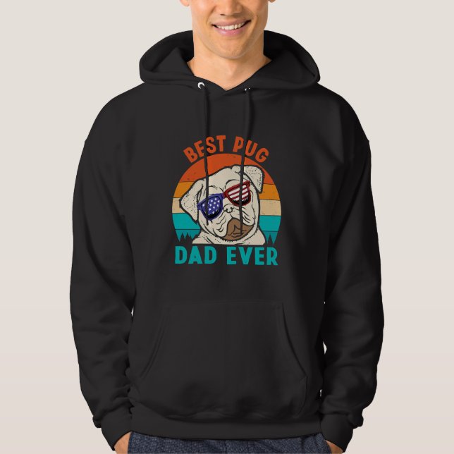 Moletom Melhor Pai De Pug Que Ama Cachorros Retro Cute (Frente)