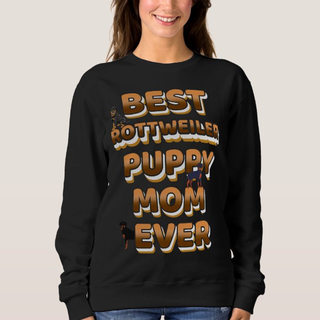 Moletom Melhor Rottweiler Puppy Mãe Texto De Ouro (Frente)