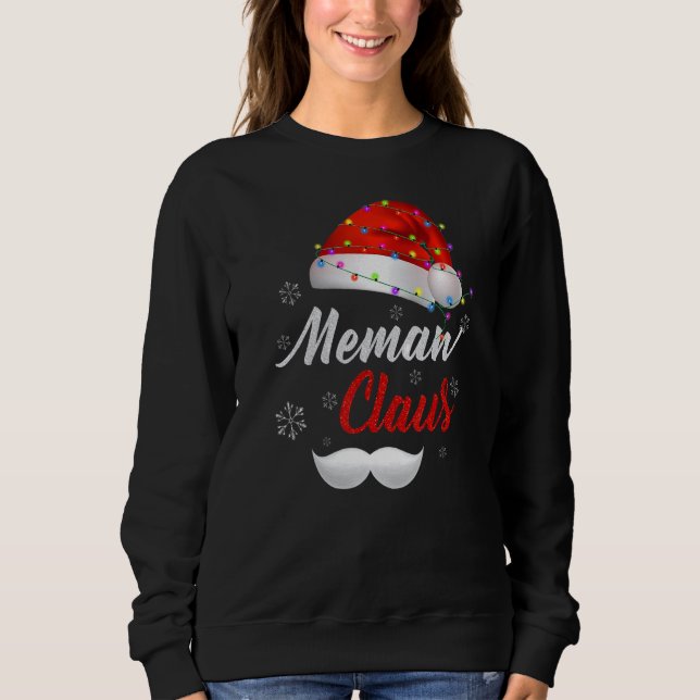 Moletom Memaw Santa Claus Hat Light Snow Family Santa Chri (Frente)