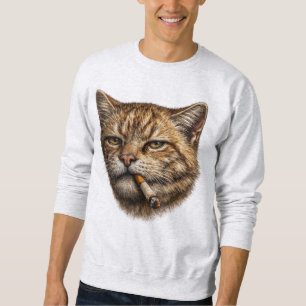 Moletom Meme de Gato Idiota Legal Engraçado Gato Fumando C
