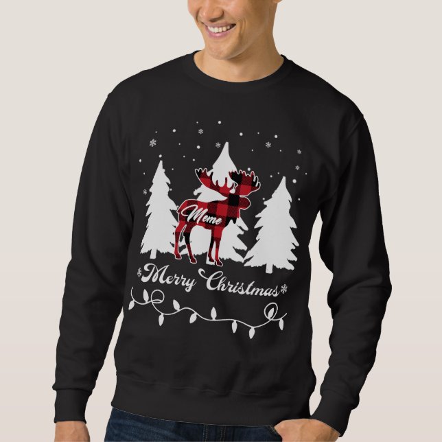 Moletom Meme Moose Buffalo Red Plaid Christmas Matching Fa (Frente)