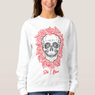 Moletom Memento Mori! Caveira e Rosas, Desenho Mão