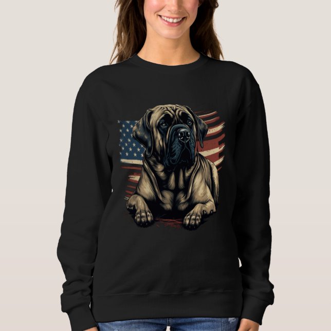 Moletom Memorial Day English Mastiff American Flag USA 4th (Frente)