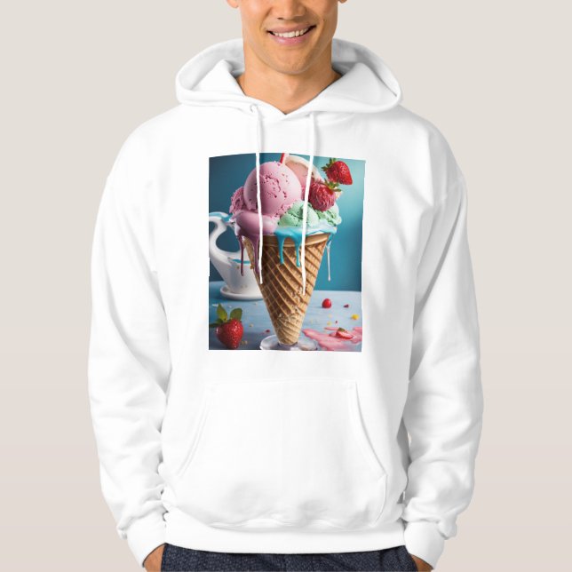 Moletom Men’s Hoodie with Cool Ice Cream Design | Trendy I (Frente)