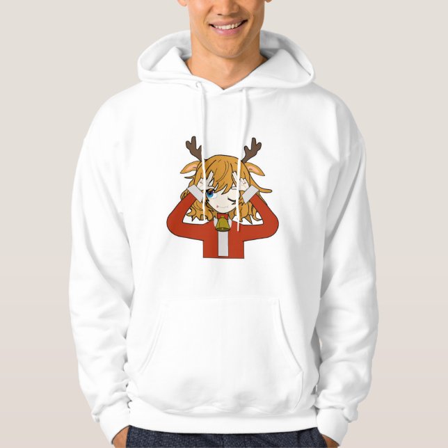 Moletom menina cervo com roupas de papai noel (Frente)