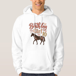 Moletom Menina de Aniversário 10 Cavalo Floral Desenho Vet