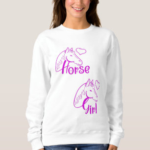 Moletom Menina de Cavalo em Roxo com Fonte de Cabeça de Ca