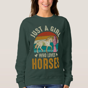 Moletom Menina de Cavalo Fofo Pôr do Sol Retro Amantes de