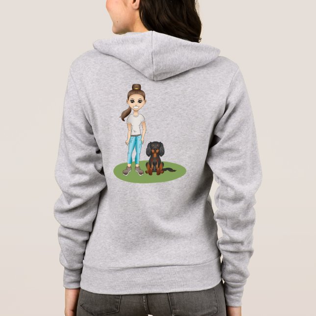 Moletom Menina de desenho animado e cachorro da raça Caval (Verso)