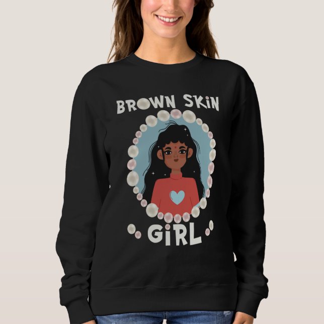 Moletom Menina de pele marrom pérolas de pele Menina india (Frente)