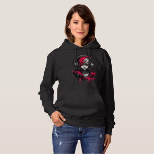 Moletom Menina Emo Urbana Cyber 2K em Rosa Vibrante e Pret