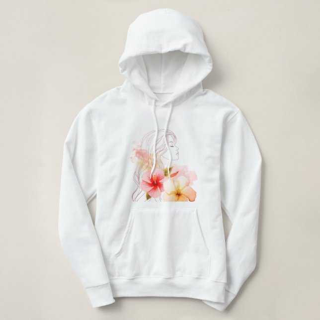 Moletom Menina fecha os olhos com flor vermelha (Frente do Design)