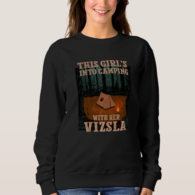Moletom Meninas Acampando Com Seu Cachorro Vizsla 1 (Frente)