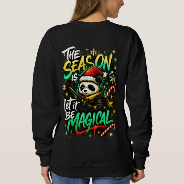 Moletom Meninas Samurai Panda Estilo de Rua Natal Mágico (Verso)