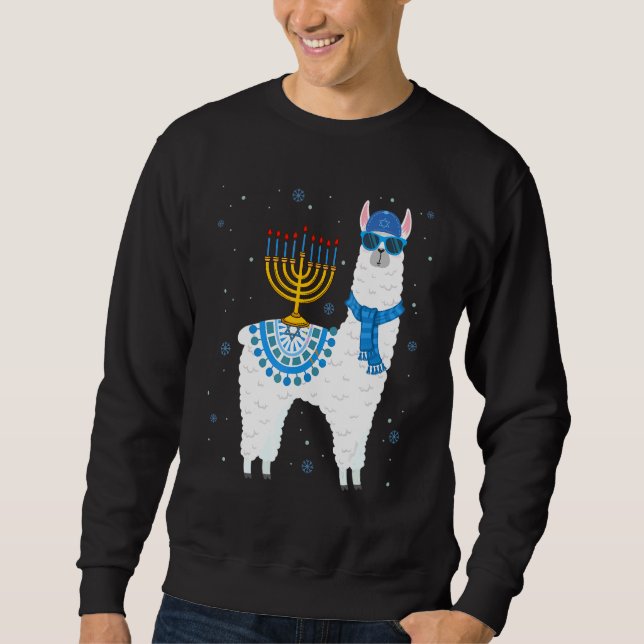 Moletom Menorah Hanukkah Llama Cute Llama Alpaca Chanukah (Frente)