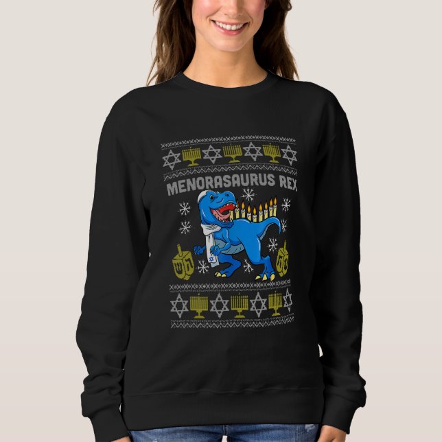 Moletom Menorasaurus Rex Trex Menorah Ugly Chanuk (Frente)