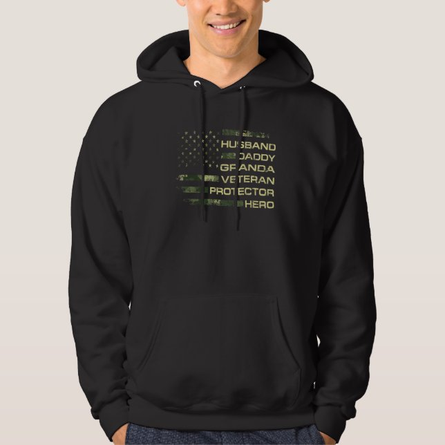 Moletom Mens American Flag Husband Daddy Granda Veteran Pr (Frente)