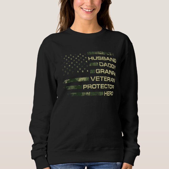 Moletom Mens American Flag Husband Daddy Granpa Veteran Pr (Frente)