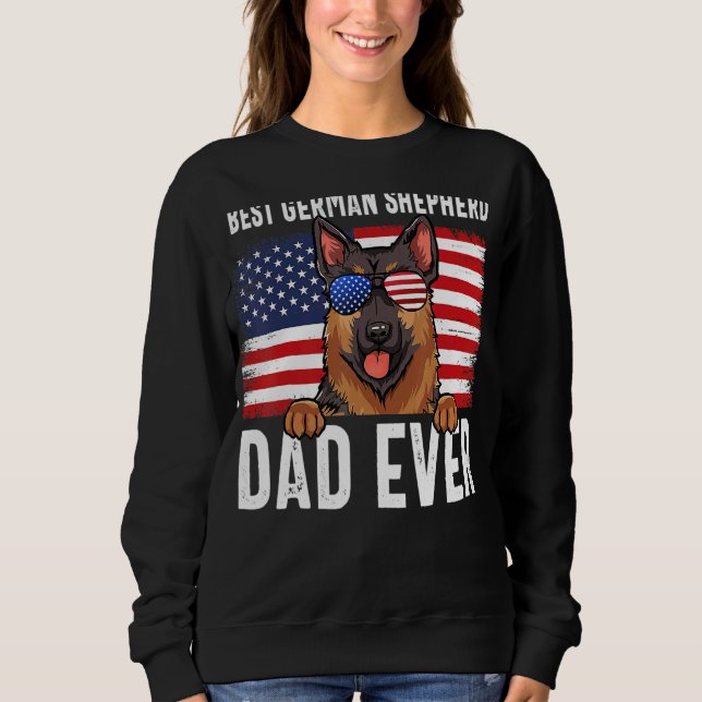 Moletom Mens American Flag Pai German shepherd Dog Padre (Frente)