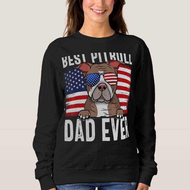 Moletom Mens American Flag Pitbull Pai Dog Para Pais Da (Frente)