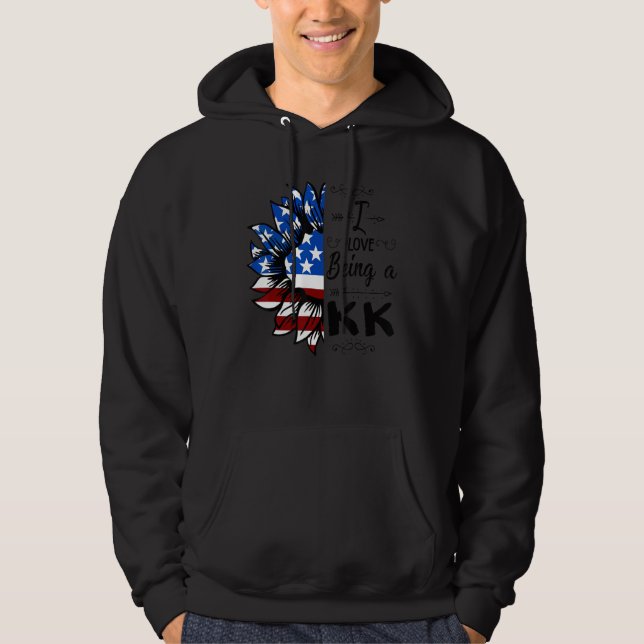 Moletom Mens American Flag Sunflower I Love Being A Kk (Frente)