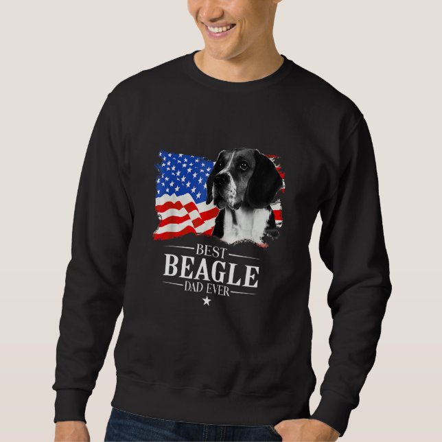Moletom Mens Best Beagle Dad Ever American Flag Father s D (Frente)